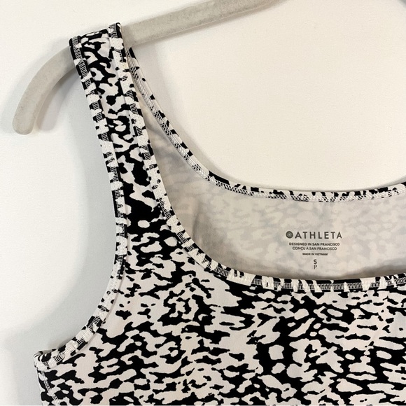 Athleta Shanti Square Neck Crop Tank Animal Print Black White S Activewear - Picture 5 of 11